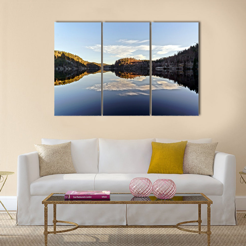 Sunset over the frozen fjord branch. In the region of the North Sea coast multi panel canvas wall art