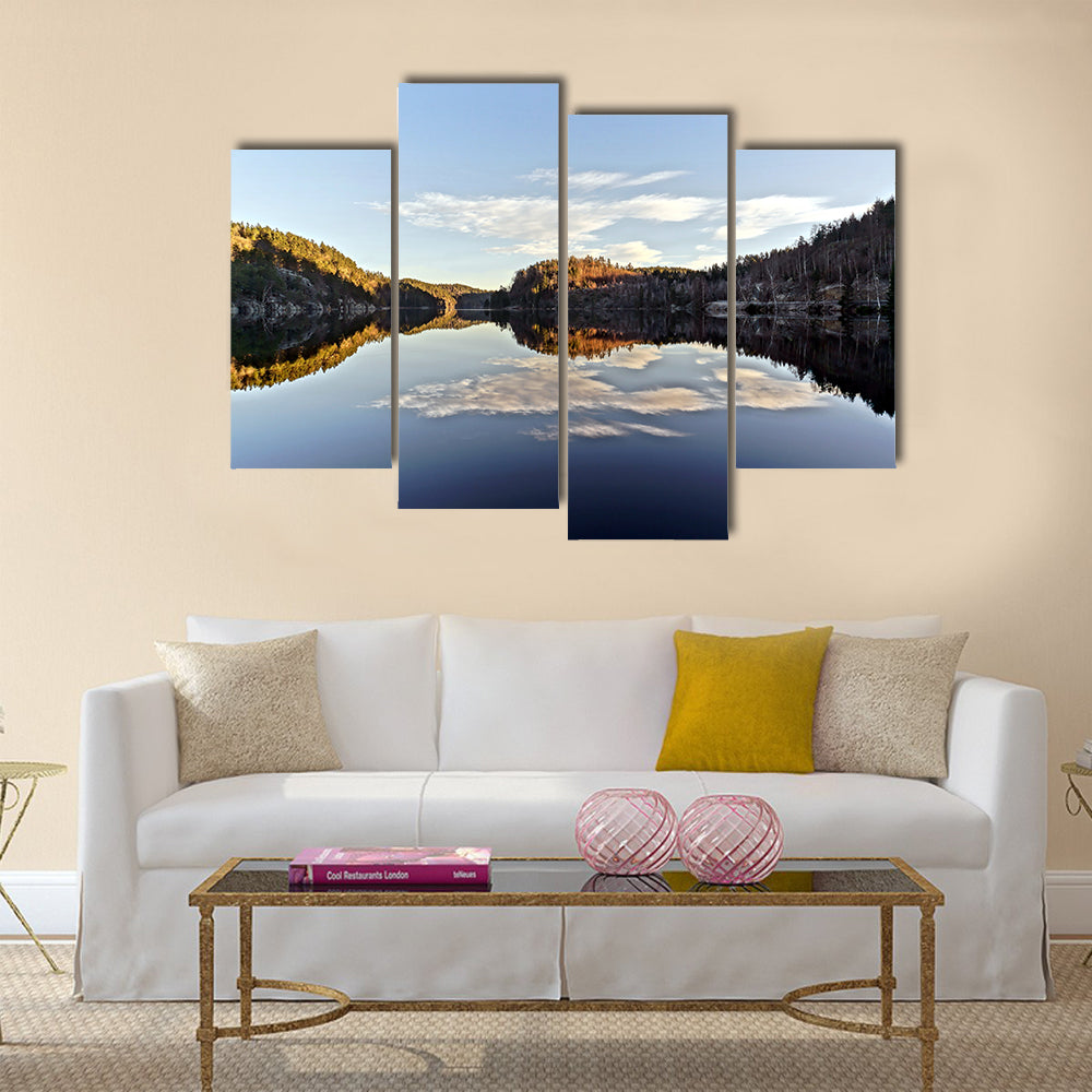 Sunset over the frozen fjord branch. In the region of the North Sea coast multi panel canvas wall art
