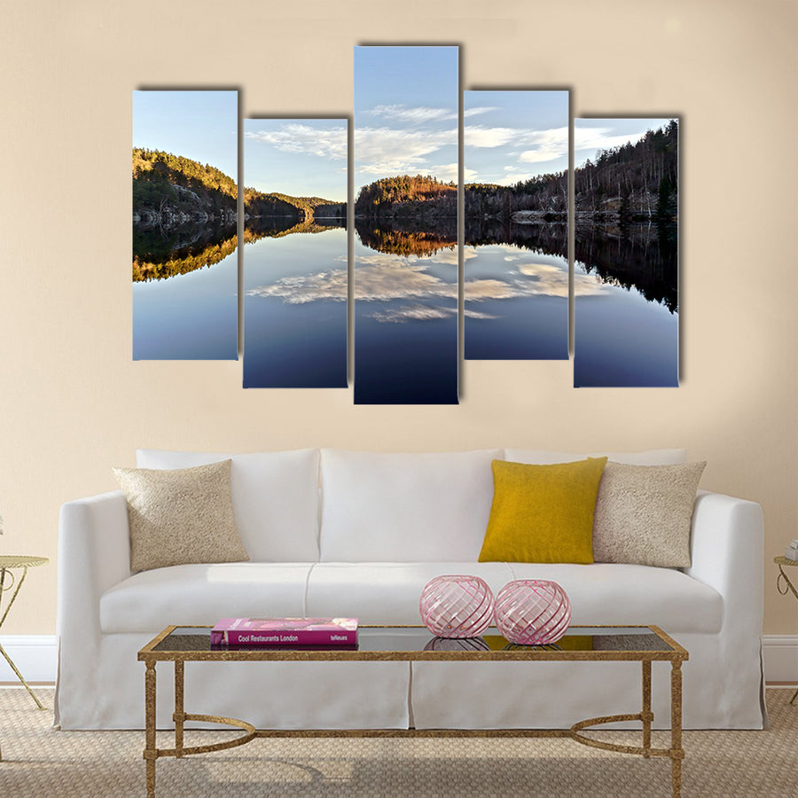 Sunset over the frozen fjord branch. In the region of the North Sea coast multi panel canvas wall art