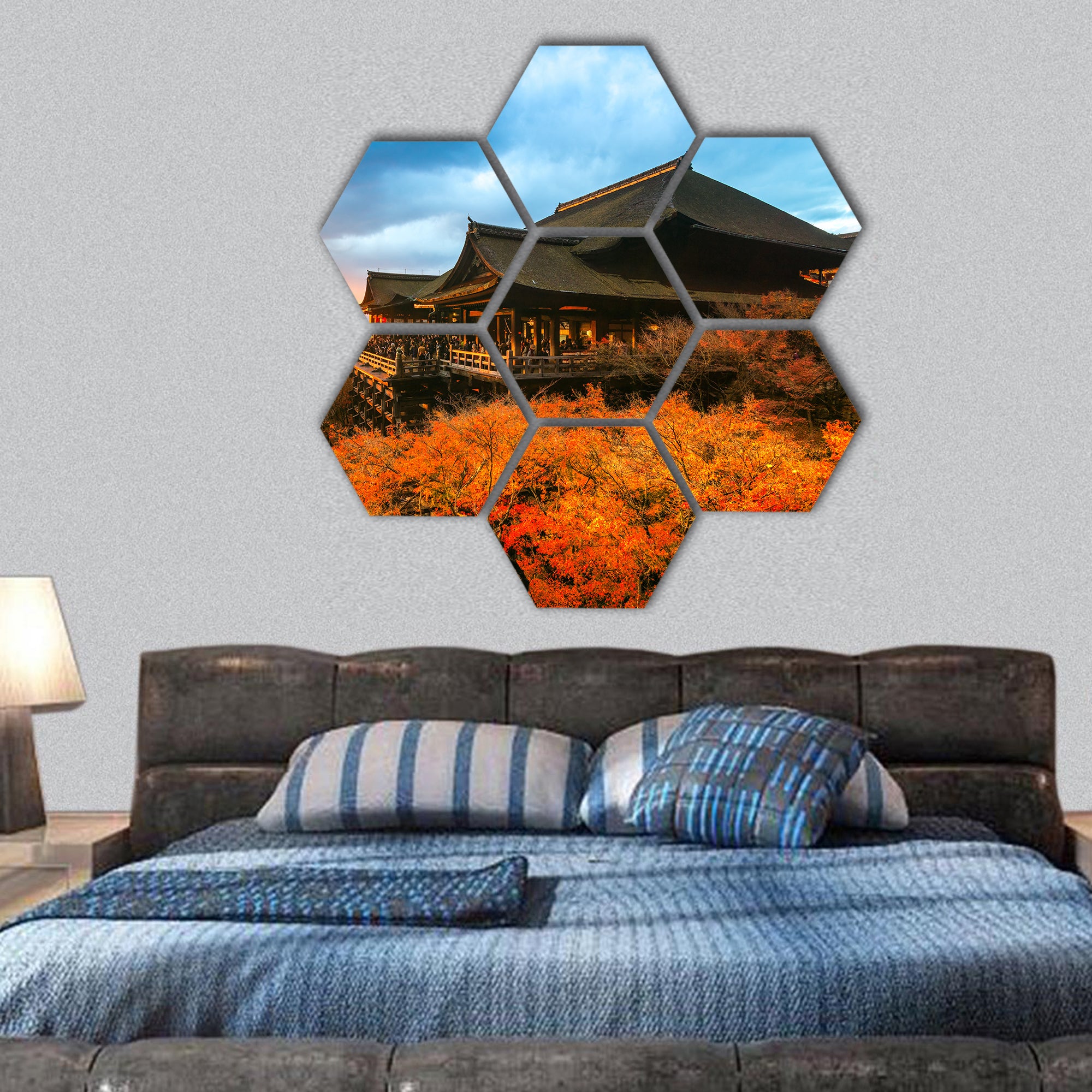 Autumn Color at Kiyomizu-dera Temple in Kyoto, Japan hexagonal canvas wall art