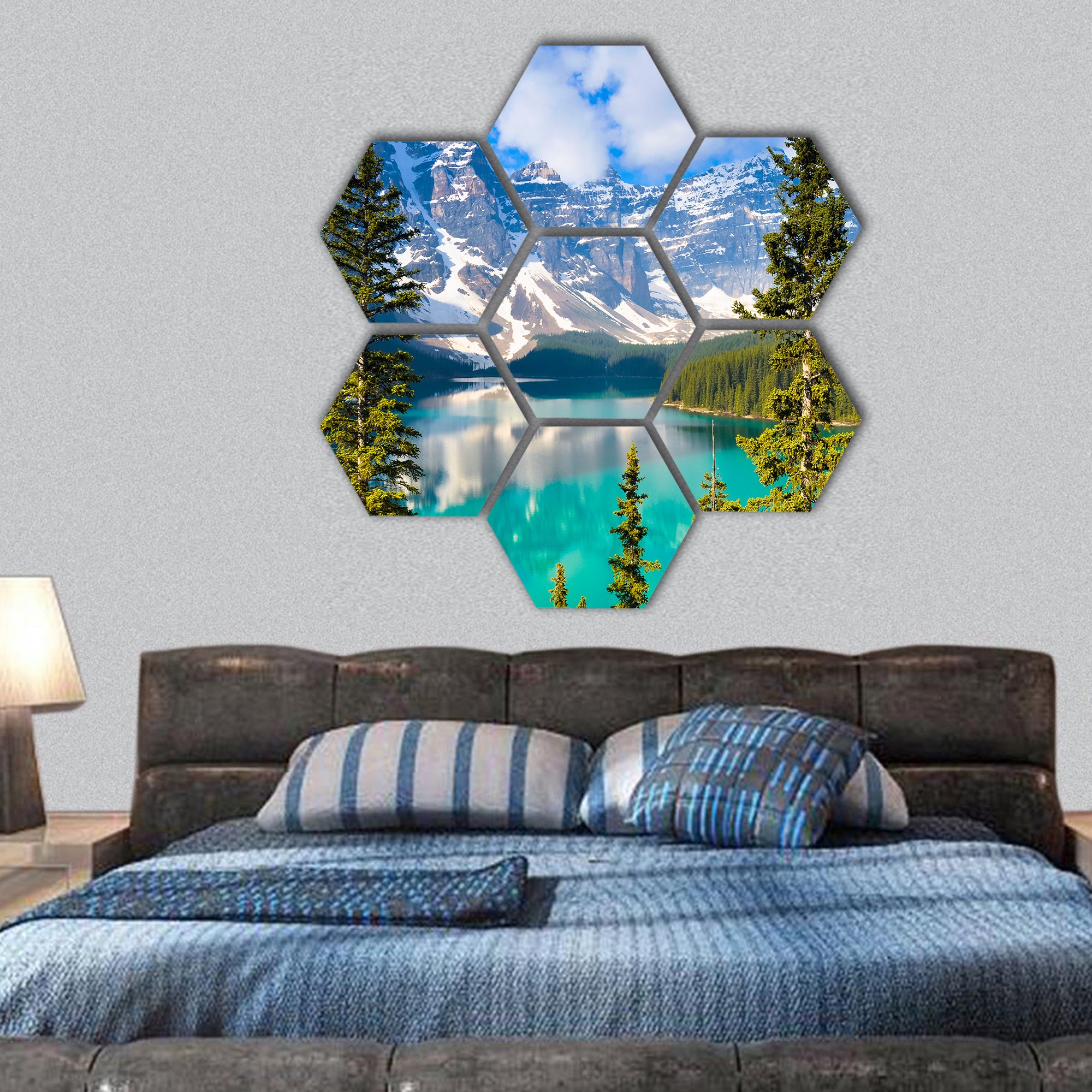 Moraine Lake, Rocky Mountains, Canada hexagonal canvas wall art