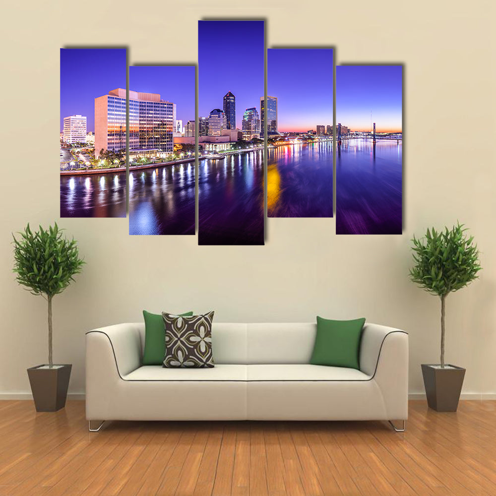 Skyline of the Jacksonville, Florida, USA multi panel canvas wall art