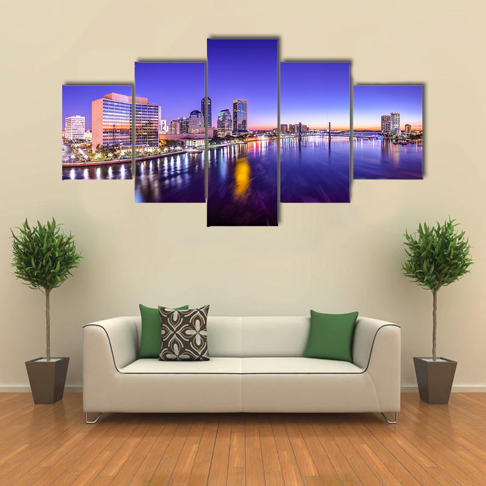 Skyline of the Jacksonville, Florida, USA multi panel canvas wall art