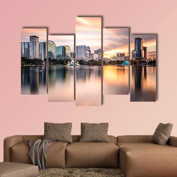 Orlando, Florida, USA downtown city skyline multi panel canvas wall art