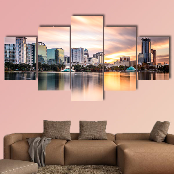 Orlando, Florida, USA downtown city skyline multi panel canvas wall art