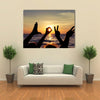 Love sign language at the sunset time multi panel canvas wall art