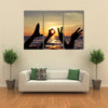 Love sign language at the sunset time multi panel canvas wall art