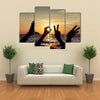 Love sign language at the sunset time multi panel canvas wall art