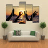 Love sign language at the sunset time multi panel canvas wall art