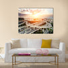 skyline and traffic trails on highway intersection multi panel canvas wall art