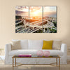 skyline and traffic trails on highway intersection multi panel canvas wall art