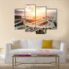 skyline and traffic trails on highway intersection multi panel canvas wall art