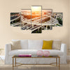 skyline and traffic trails on highway intersection multi panel canvas wall art