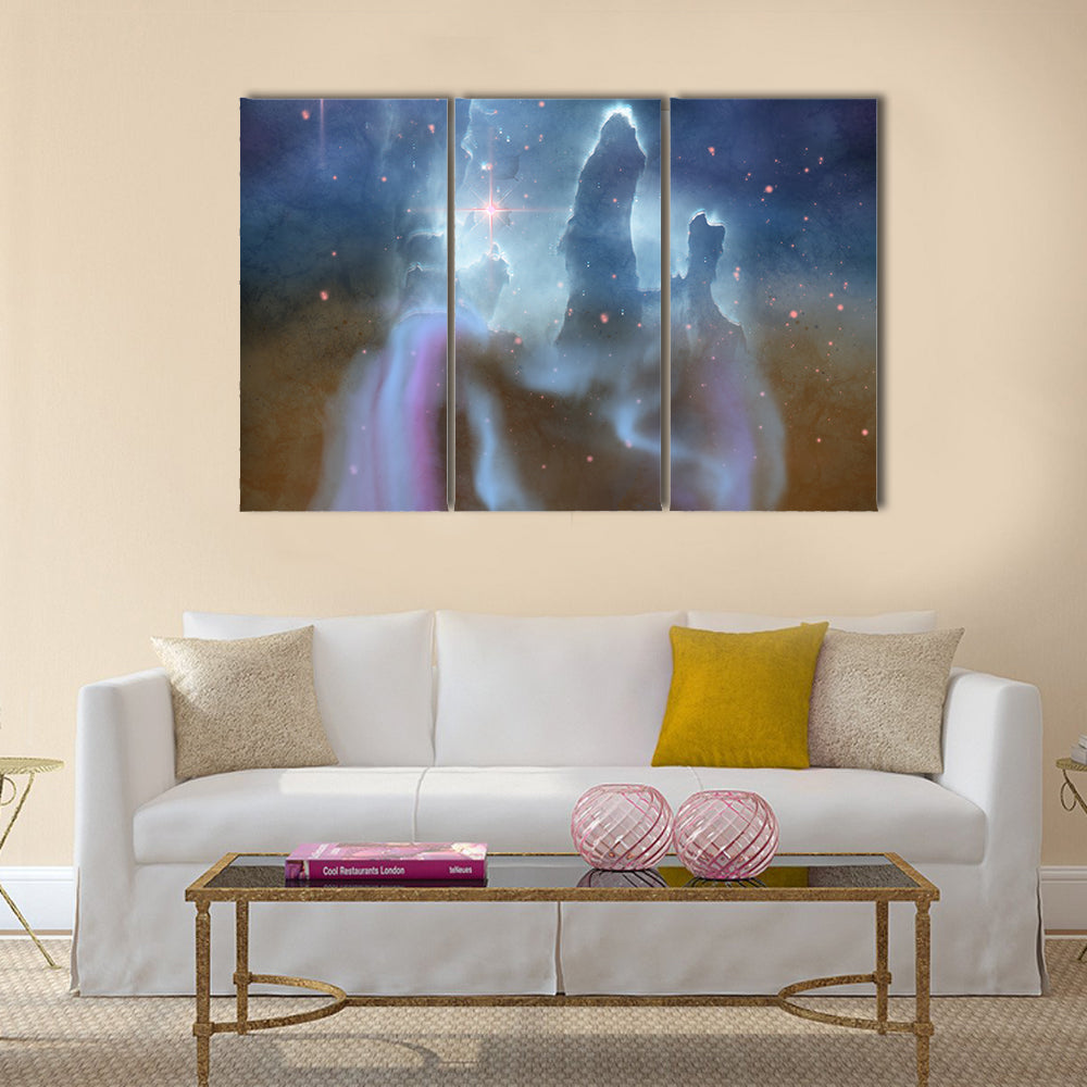 Pillars of Creation - Pillars of Creation are part of the Eagle Nebula and are made of interstellar dust and gases Multi Panel Canvas Wall Art