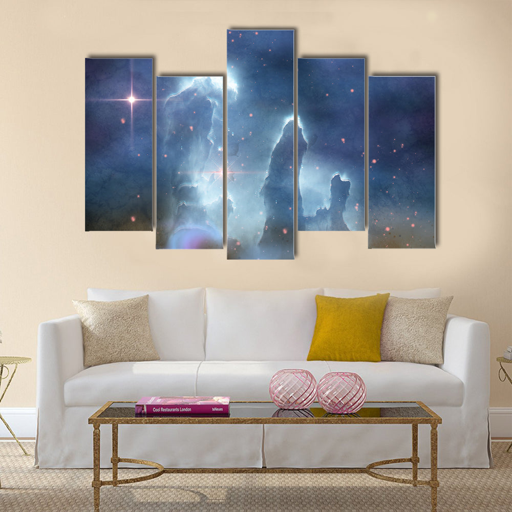 Pillars of Creation - Pillars of Creation are part of the Eagle Nebula and are made of interstellar dust and gases Multi Panel Canvas Wall Art