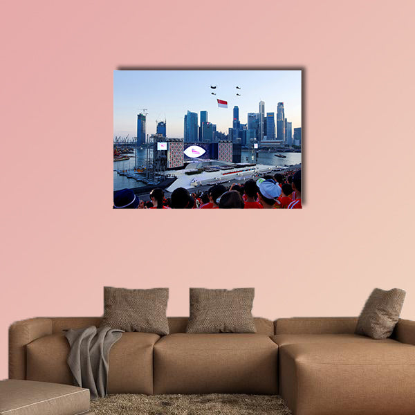National anthem and parade ceremony during Singapore National Day wall art