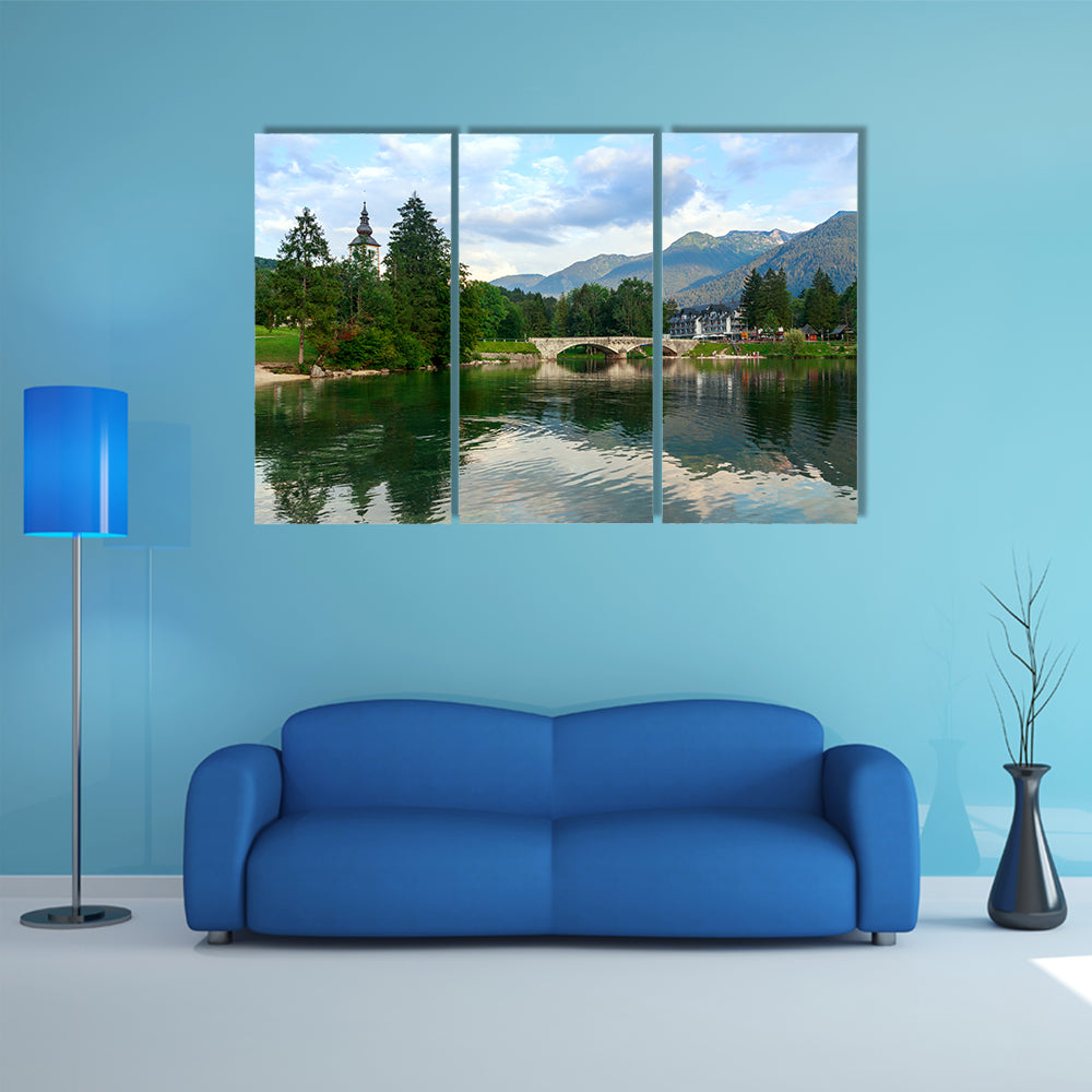 Lake Bohinj in Triglav national park, located in the Bohinj Valley of the Julian Alps multi panel canvas wall art