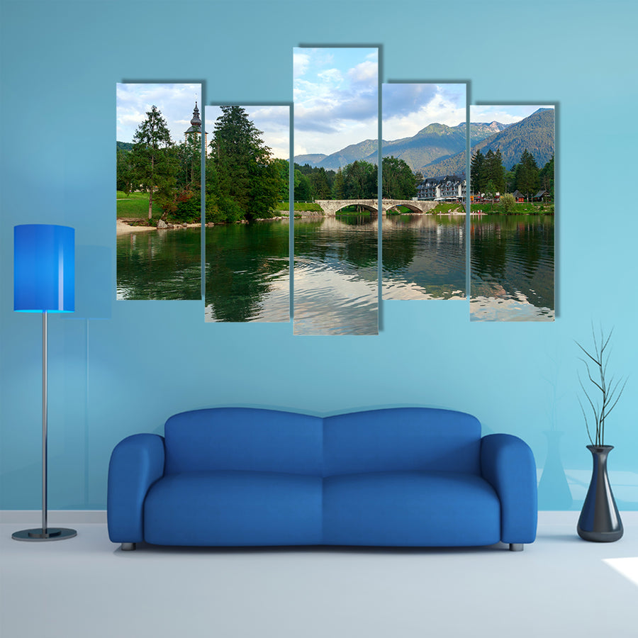 Lake Bohinj in Triglav national park, located in the Bohinj Valley of the Julian Alps multi panel canvas wall art