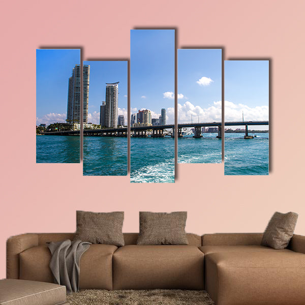 A view of the coast of Miami, United States multi panel canvas wall art