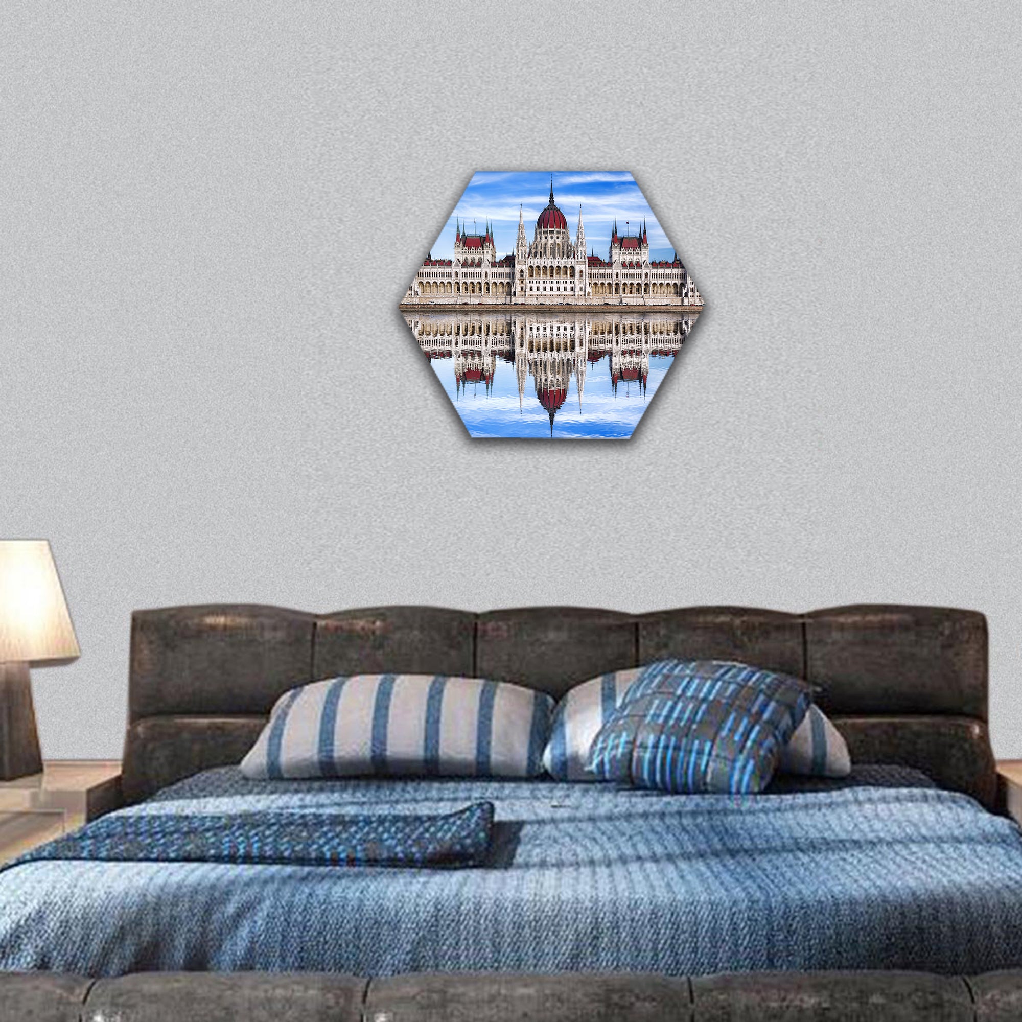 Famous Parliament with river in Budapest, Hungary hexagonal canvas wall art