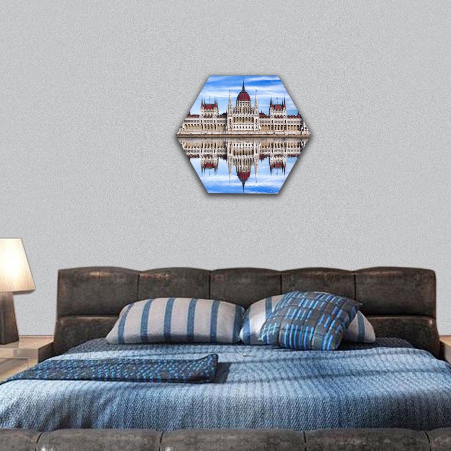 Famous Parliament with river in Budapest, Hungary hexagonal canvas wall art