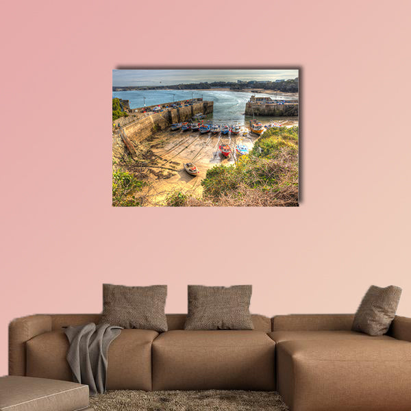 Newquay harbour North Cornwall England UK Multi panel canvas wall art