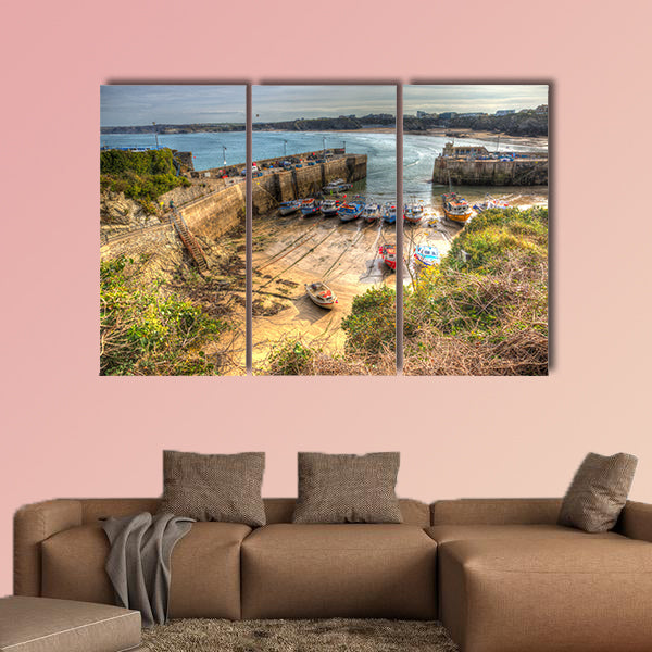 Newquay harbour North Cornwall England UK Multi panel canvas wall art