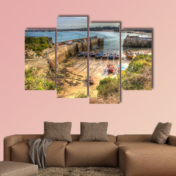 Newquay harbour North Cornwall England UK Multi panel canvas wall art