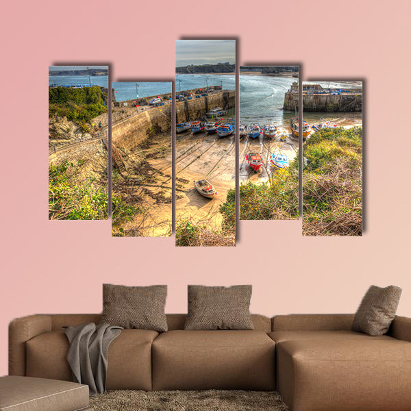 Newquay harbour North Cornwall England UK Multi panel canvas wall art