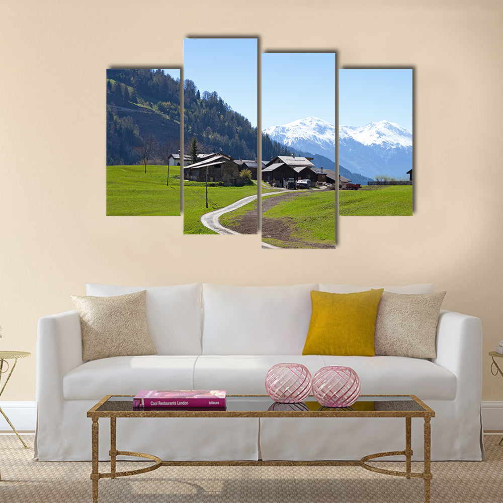A small farm in Swiss Alps, Bodmen, Valais, Switzerland multi panel canvas wall art