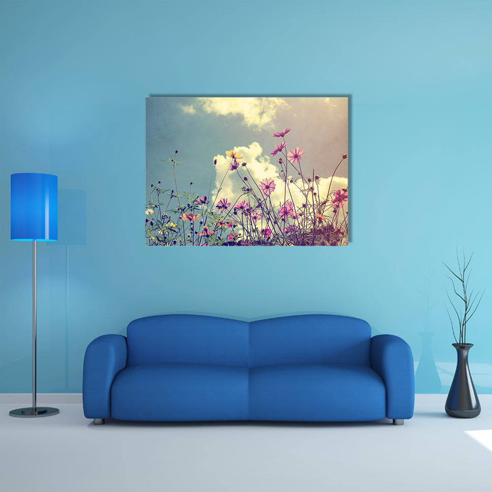 A Vintage Photo Of The Nature With Plants And Flowers Behind, Multi Panel Canvas Wall Art