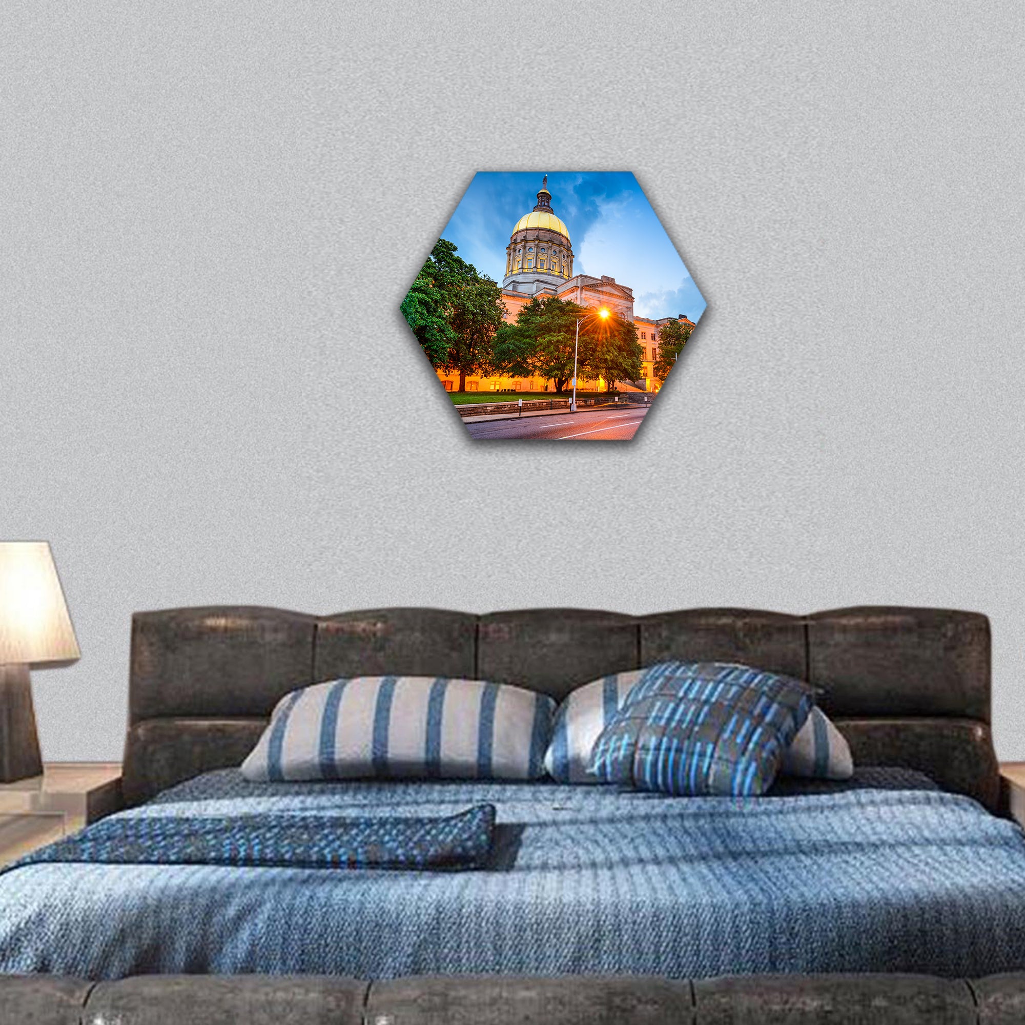 Georgia State Capitol Building in Atlanta hexagonal canvas wall art