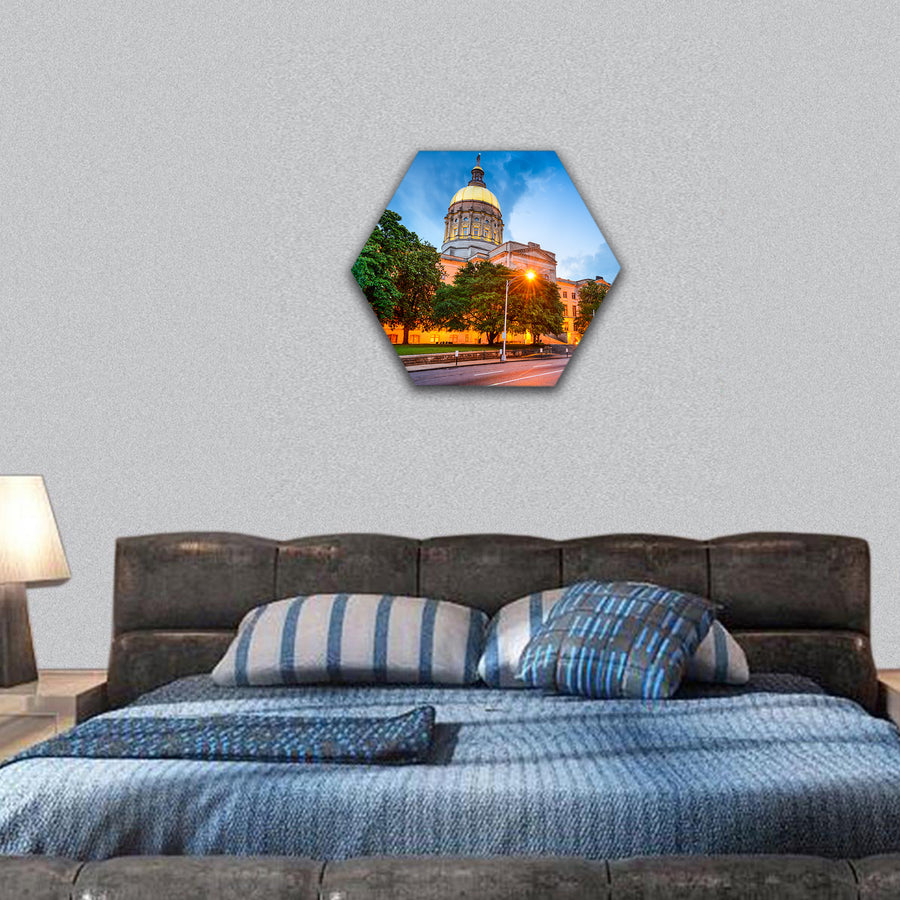 Georgia State Capitol Building in Atlanta hexagonal canvas wall art