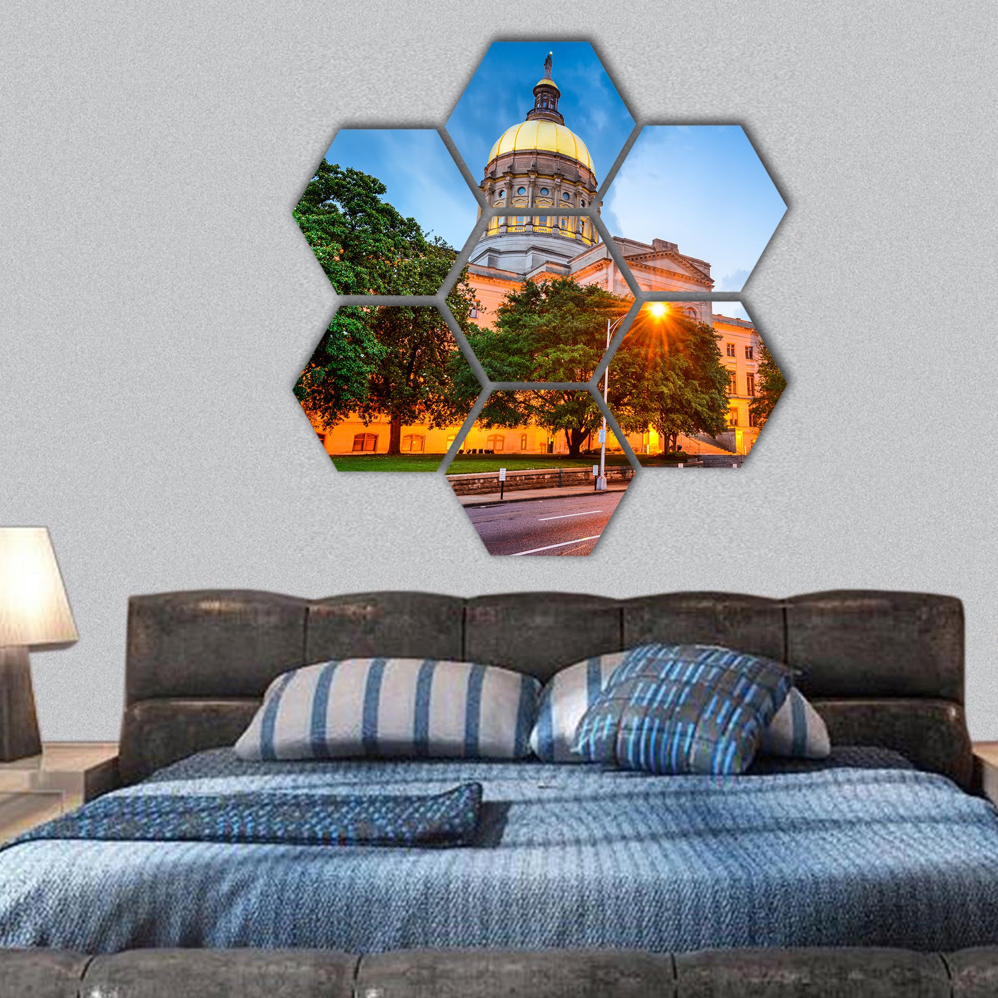 Georgia State Capitol Building in Atlanta hexagonal canvas wall art