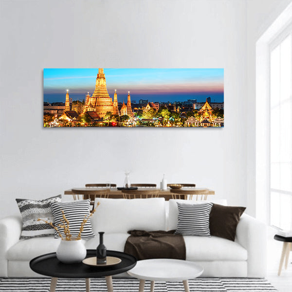 Temple in Bangkok panoramic canvas wall art