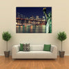 Brooklyn Bridge and the Statue of Liberty at Night, New York City Building Multi panel canvas Wall art