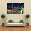 Brooklyn Bridge and the Statue of Liberty at Night, New York City Building Multi panel canvas Wall art