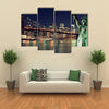 Brooklyn Bridge and the Statue of Liberty at Night, New York City Building Multi panel canvas Wall art