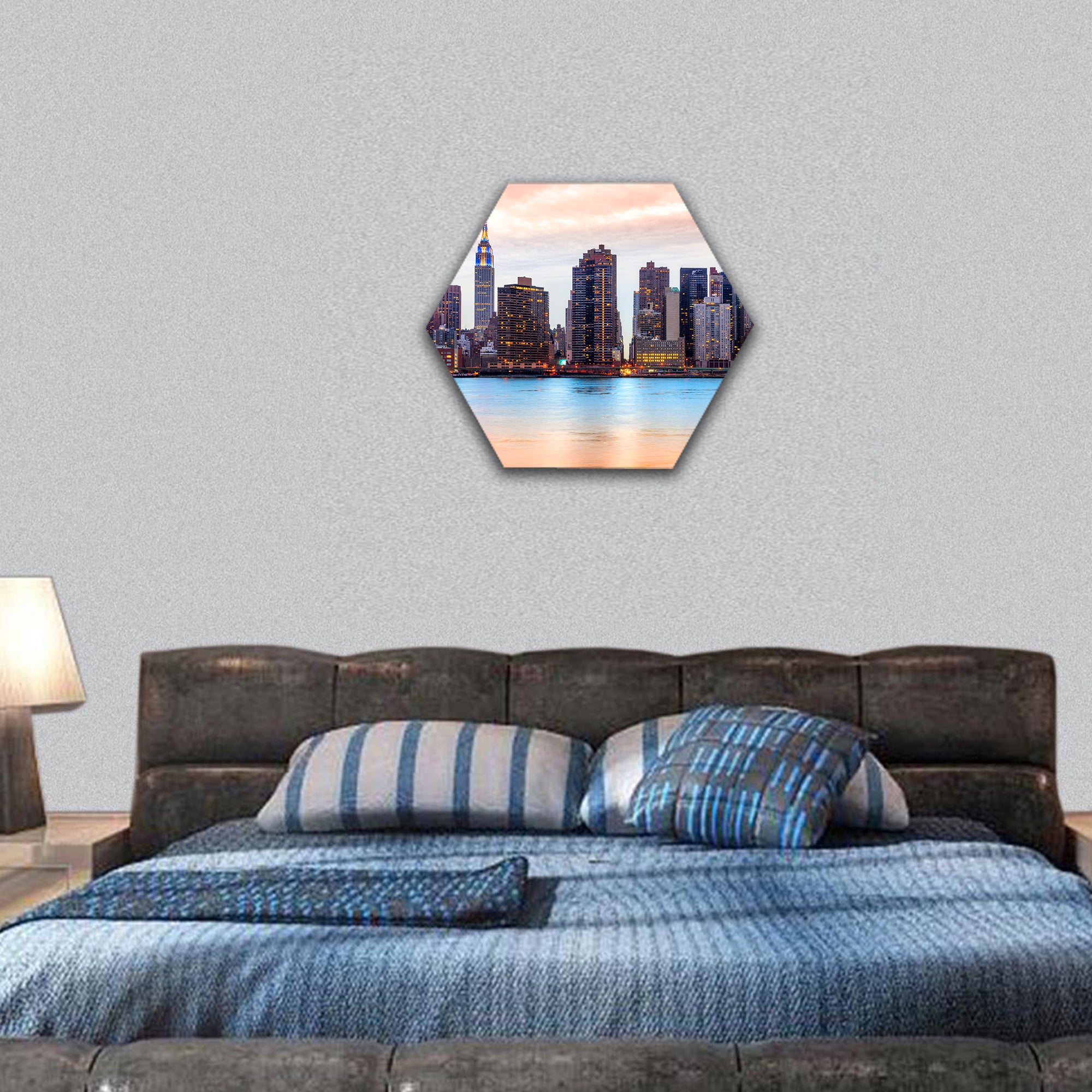 Midtown Manhattan skyline, New York hexagonal canvas wall art