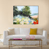 Oil painting landscape - meadow of daisies, nature Multi Panel Canvas Wall Art