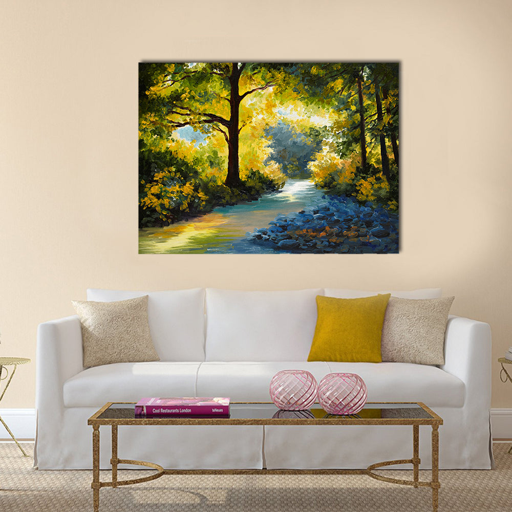 Oil Painting - summer forest Multi Panel Canvas Wall Art