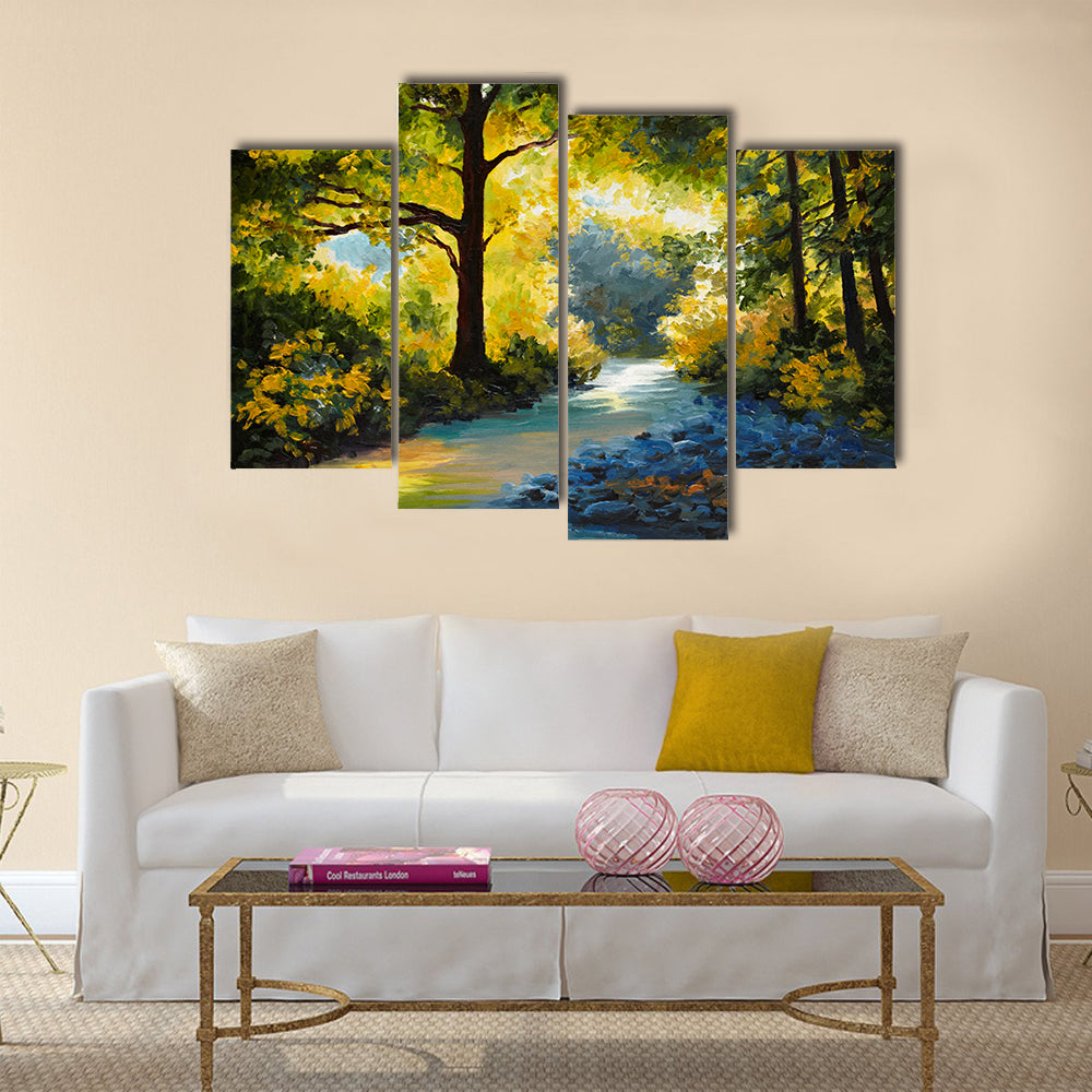 Oil Painting - summer forest Multi Panel Canvas Wall Art