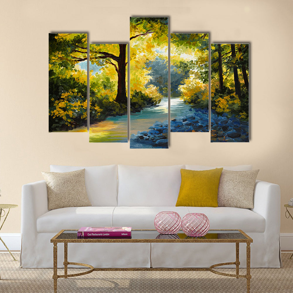 Oil Painting - summer forest Multi Panel Canvas Wall Art