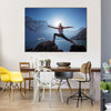 Young Woman is Practicing Yoga at Mountain Lake Multi Panel Canvas Wall Art