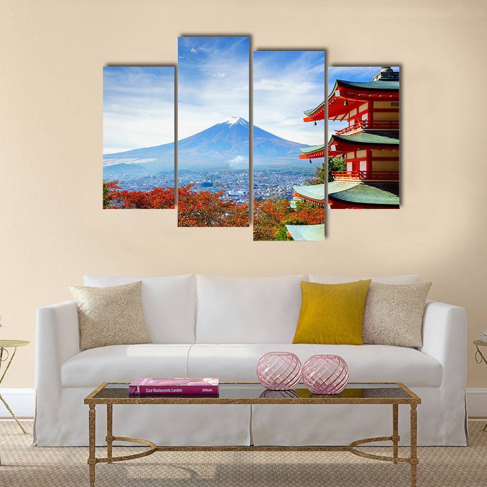 Mt. Fuji With Chureito Pagoda Fijiyoshida Japan Multi Panel Wall Art