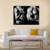 Bodybuilding, Strong man and a woman posing on a black background, Multi panel canvas wall art