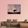  Illustration of an Australian flag and a kangaroo multi panel canvas wall art