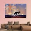  Illustration of an Australian flag and a kangaroo multi panel canvas wall art