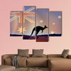  Illustration of an Australian flag and a kangaroo multi panel canvas wall art