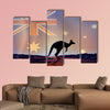  Illustration of an Australian flag and a kangaroo multi panel canvas wall art